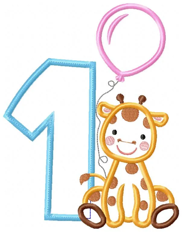 1st Birthday Giraffe - Applique-Machine Embroidery Design