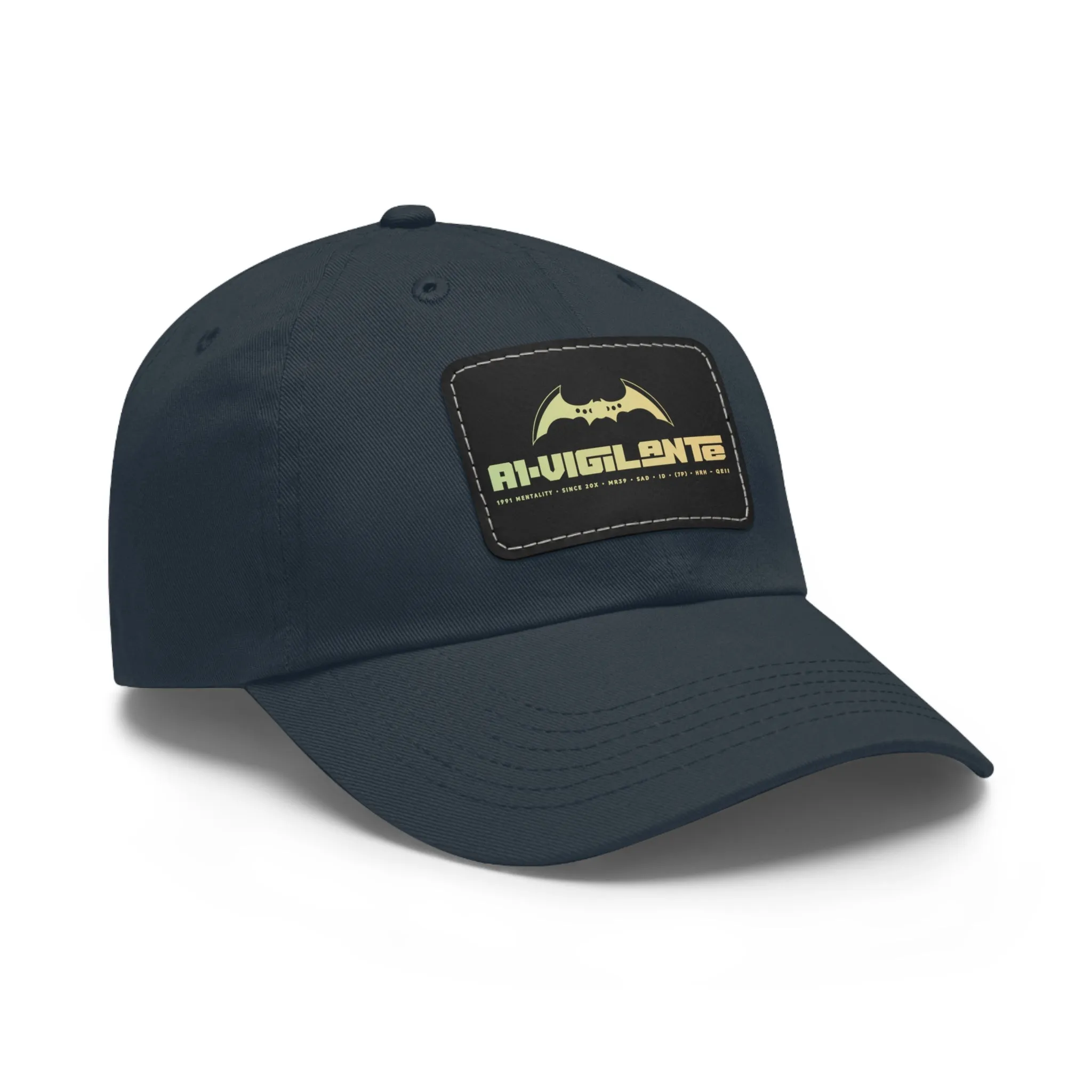 A1•Vigilante Dad Hat with Leather Patch (Rectangle)