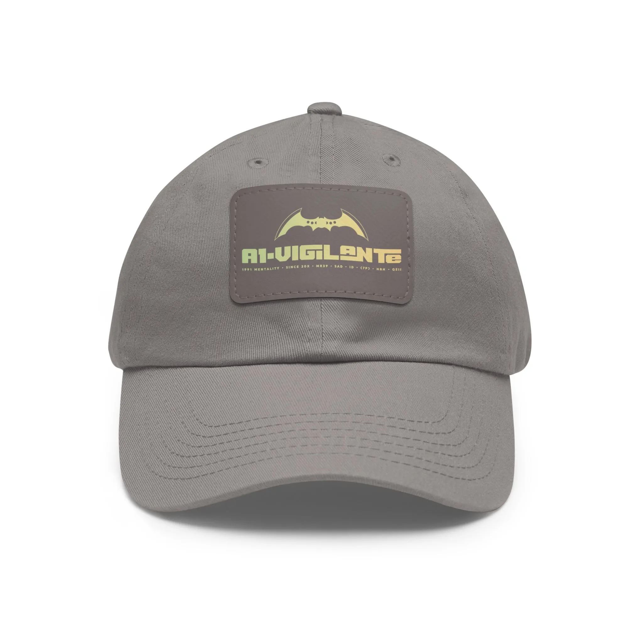 A1•Vigilante Dad Hat with Leather Patch (Rectangle)