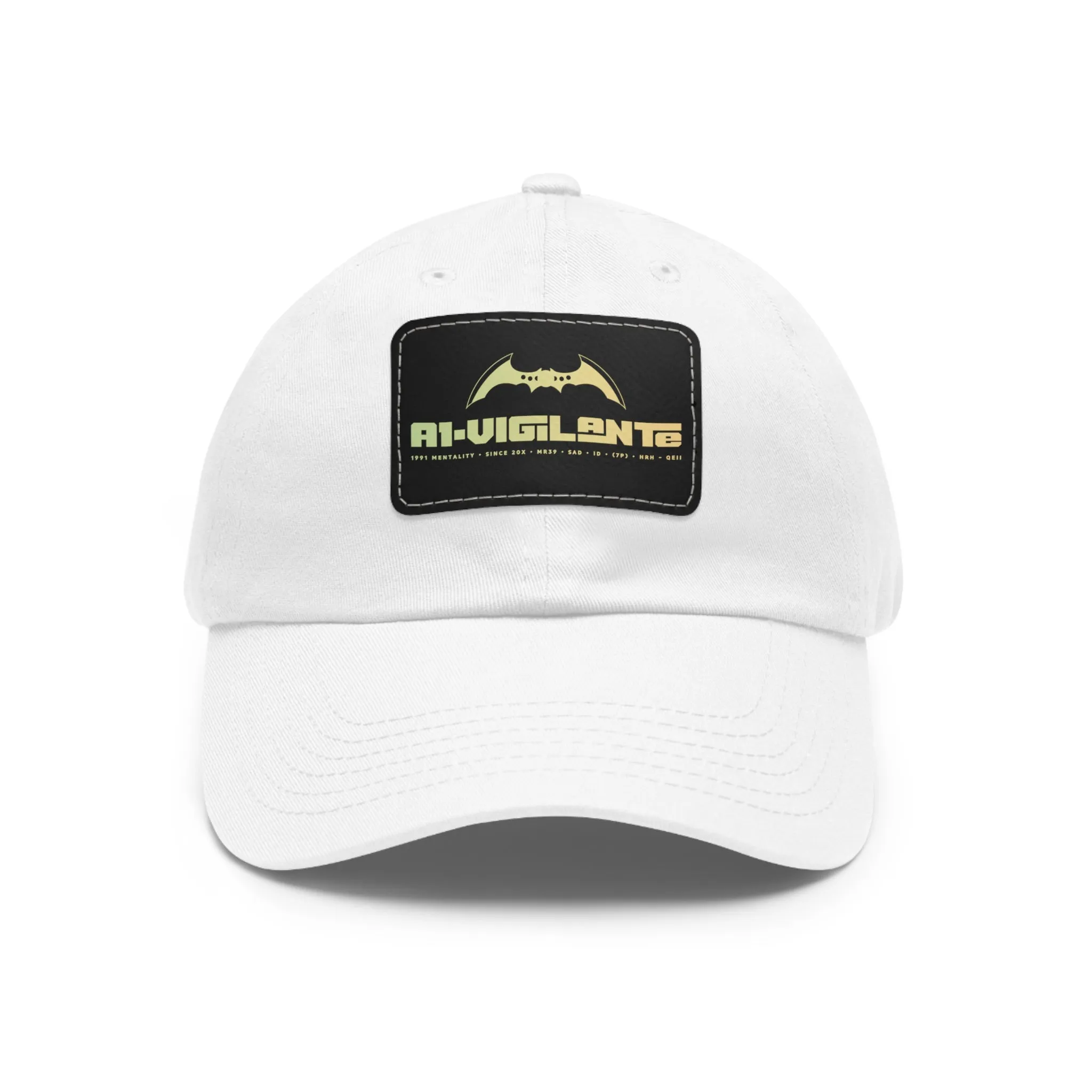A1•Vigilante Dad Hat with Leather Patch (Rectangle)