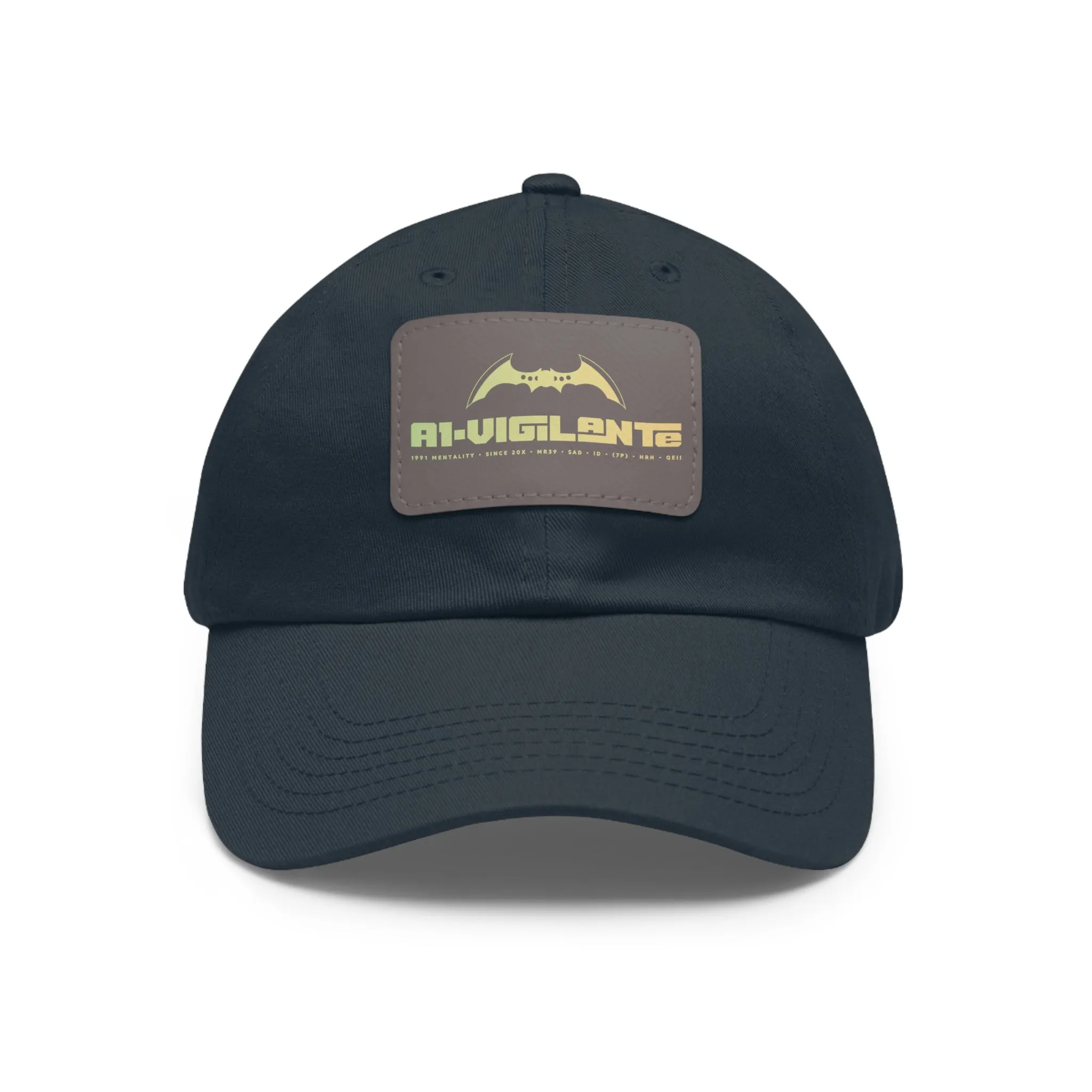 A1•Vigilante Dad Hat with Leather Patch (Rectangle)