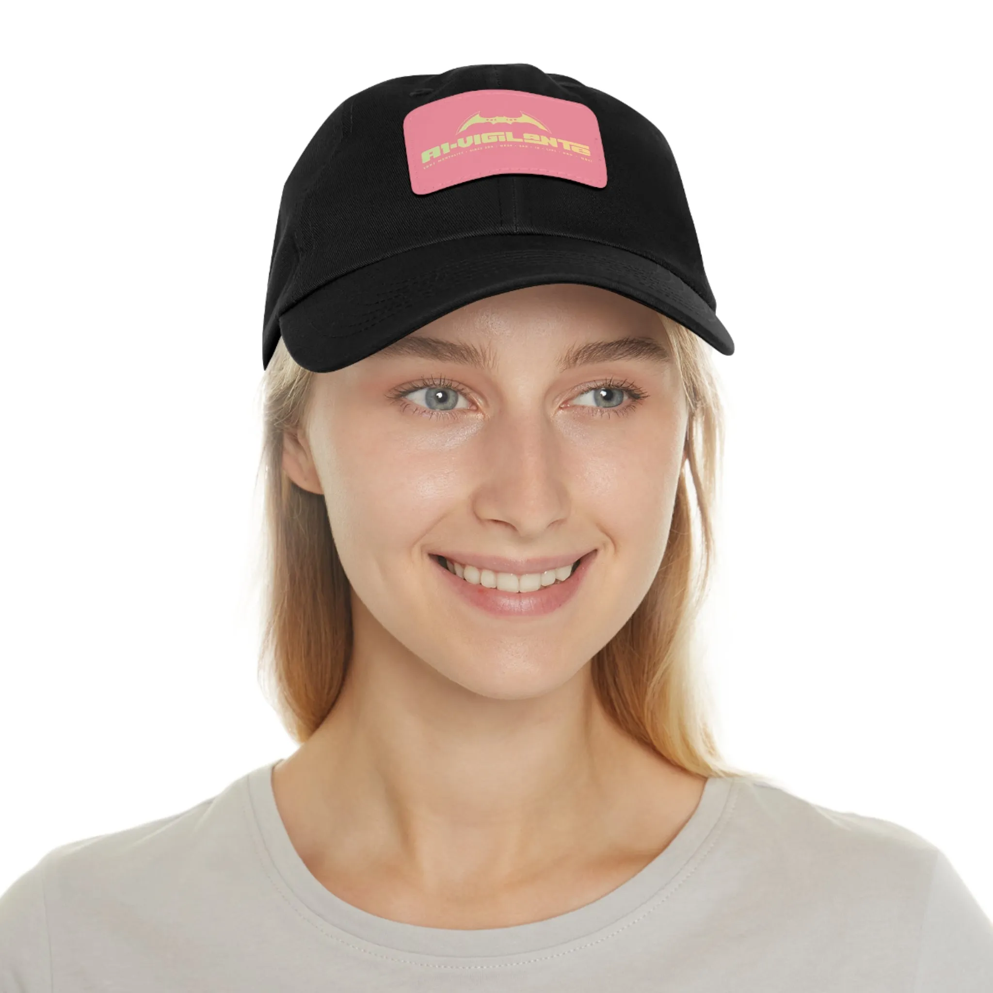 A1•Vigilante Dad Hat with Leather Patch (Rectangle)