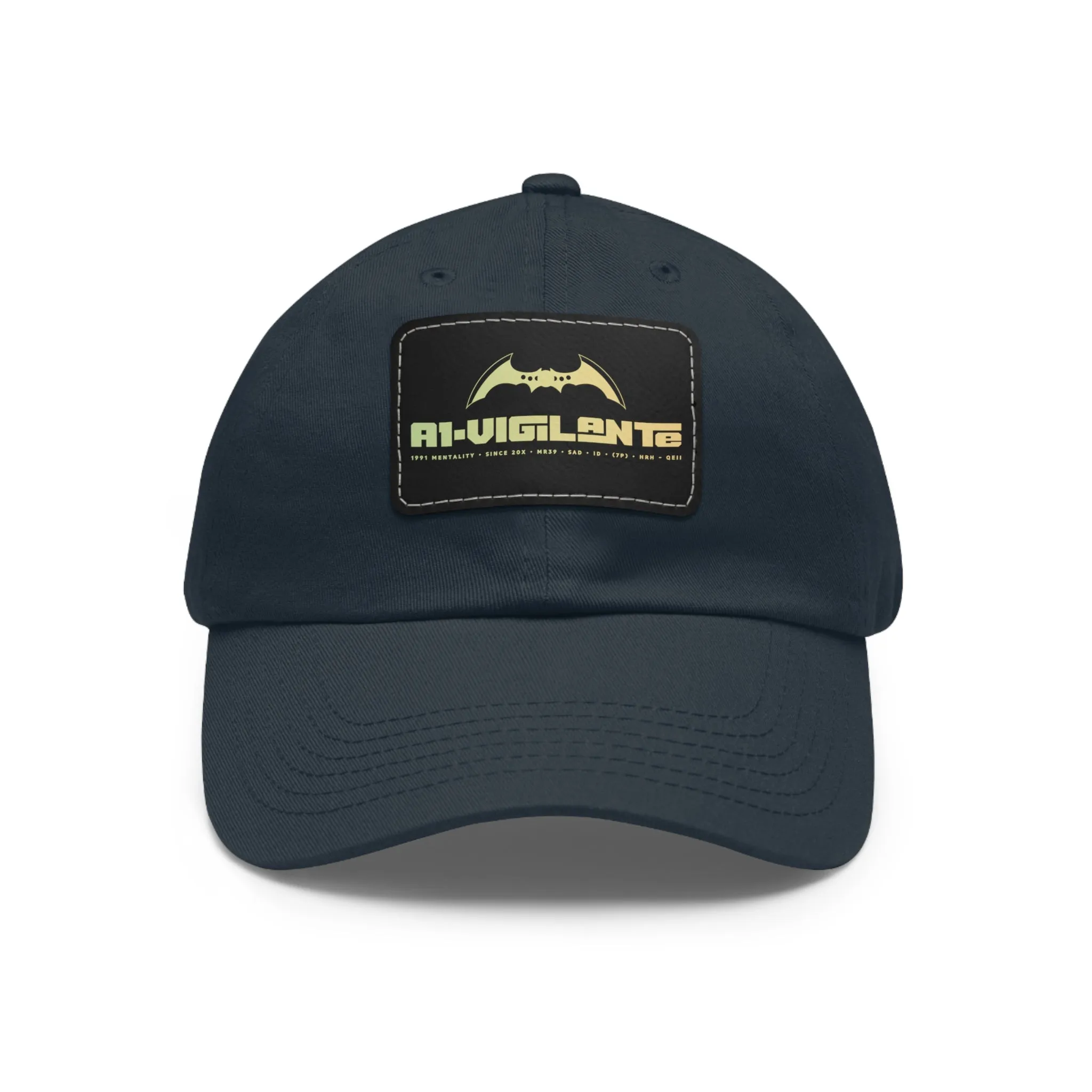 A1•Vigilante Dad Hat with Leather Patch (Rectangle)