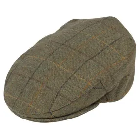 Alan Paine Rutland Tweed Waterproof Flat Cap - Dark Moss