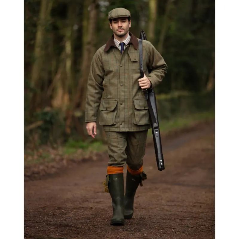 Alan Paine Rutland Tweed Waterproof Flat Cap - Dark Moss