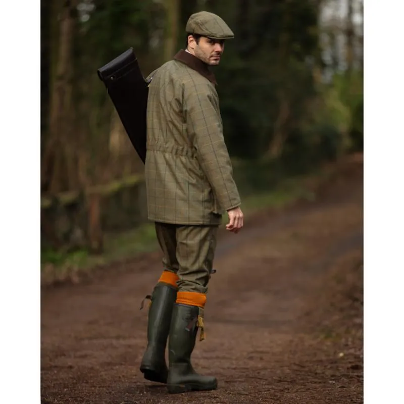Alan Paine Rutland Tweed Waterproof Flat Cap - Dark Moss