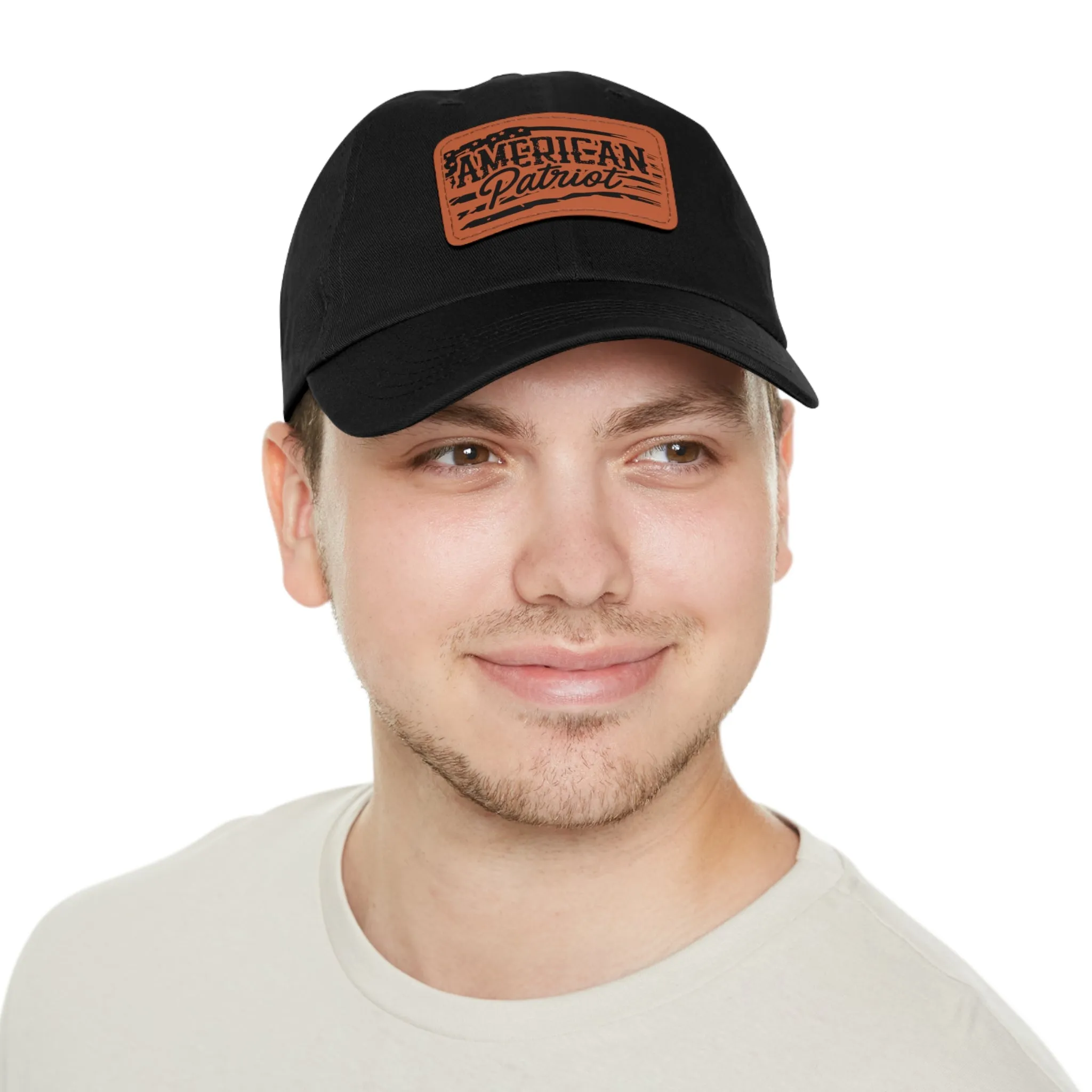 American Patriot - Dad Hat with Leather Patch (Rectangle)