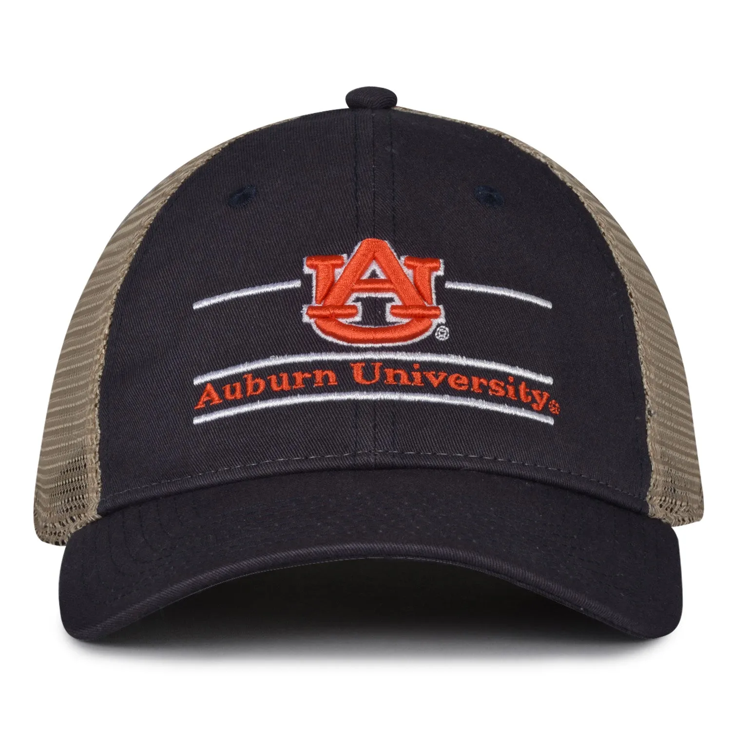 Auburn Trucker Hat with Split Bar Soft Mesh Snapback