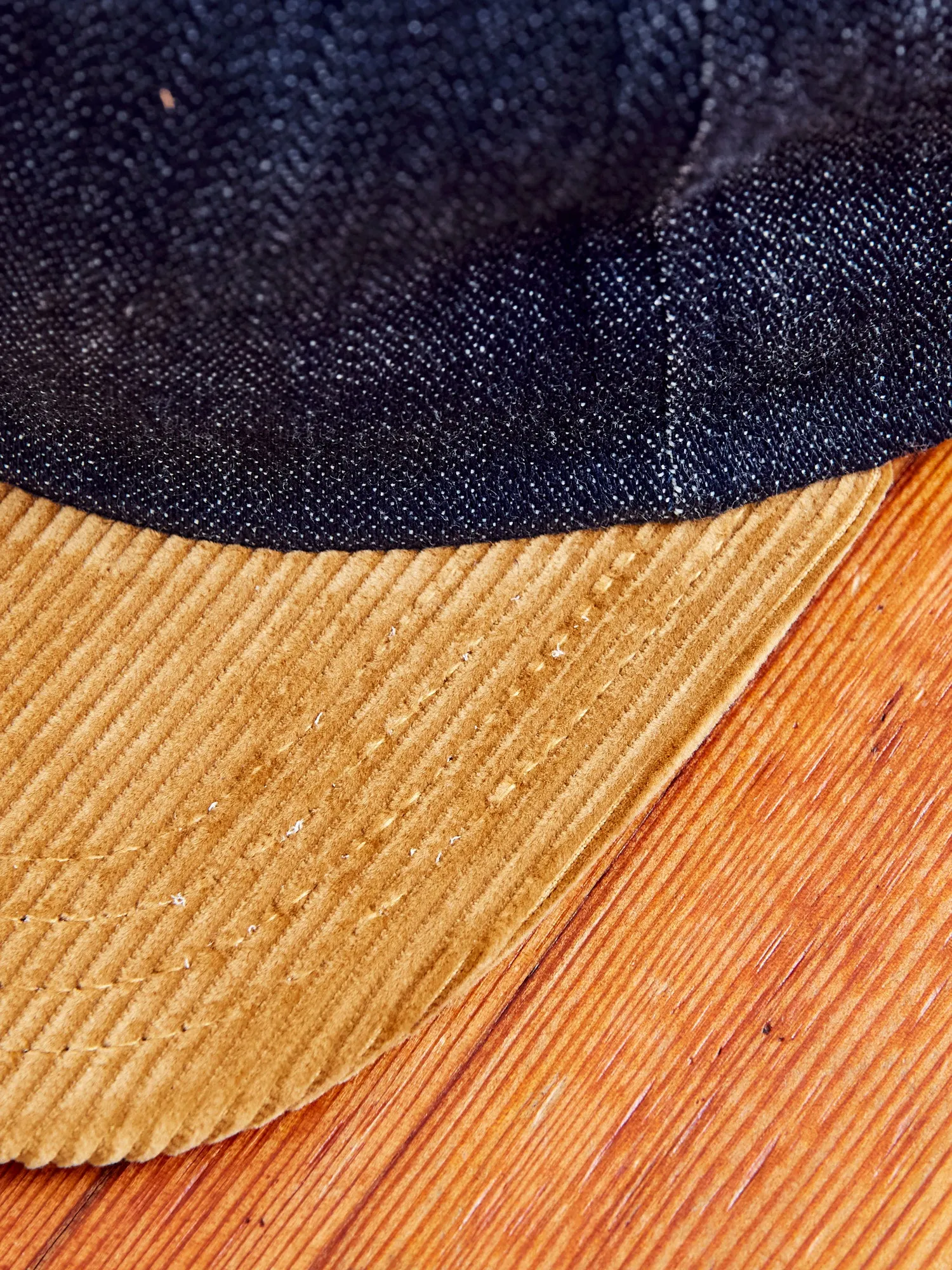 Baseball Hat in Indigo Denim Fawn Corduroy