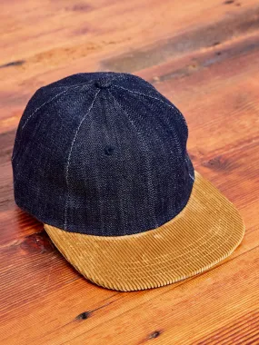 Baseball Hat in Indigo Denim Fawn Corduroy
