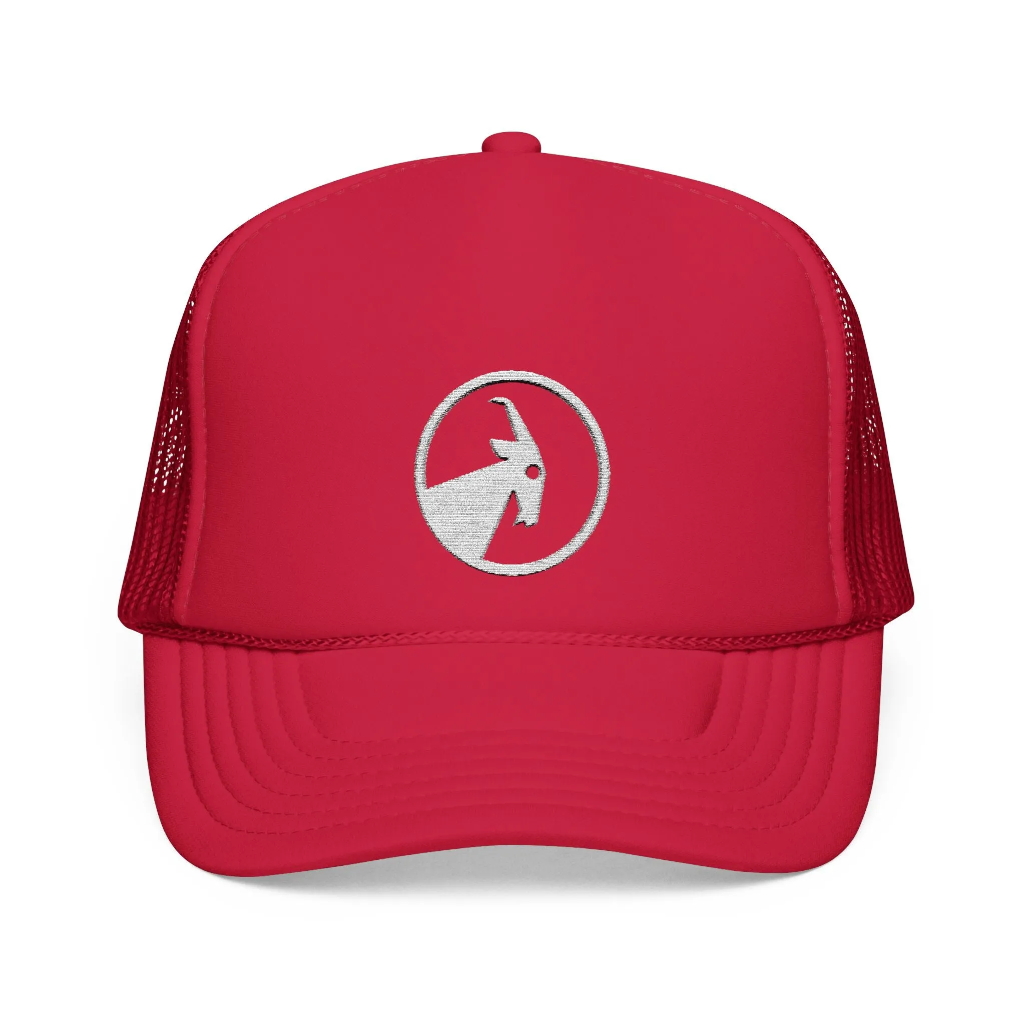 BILLY Foam Trucker Hat (White Goat - Embroidery) — AVAILABLE IN 4 COLORS