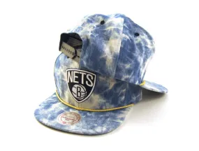 Brooklyn Nets Mitchell and Ness Snapback Hat (WASHED DENIM)