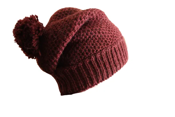 Burgundy Pom Pom Slouch Beanie