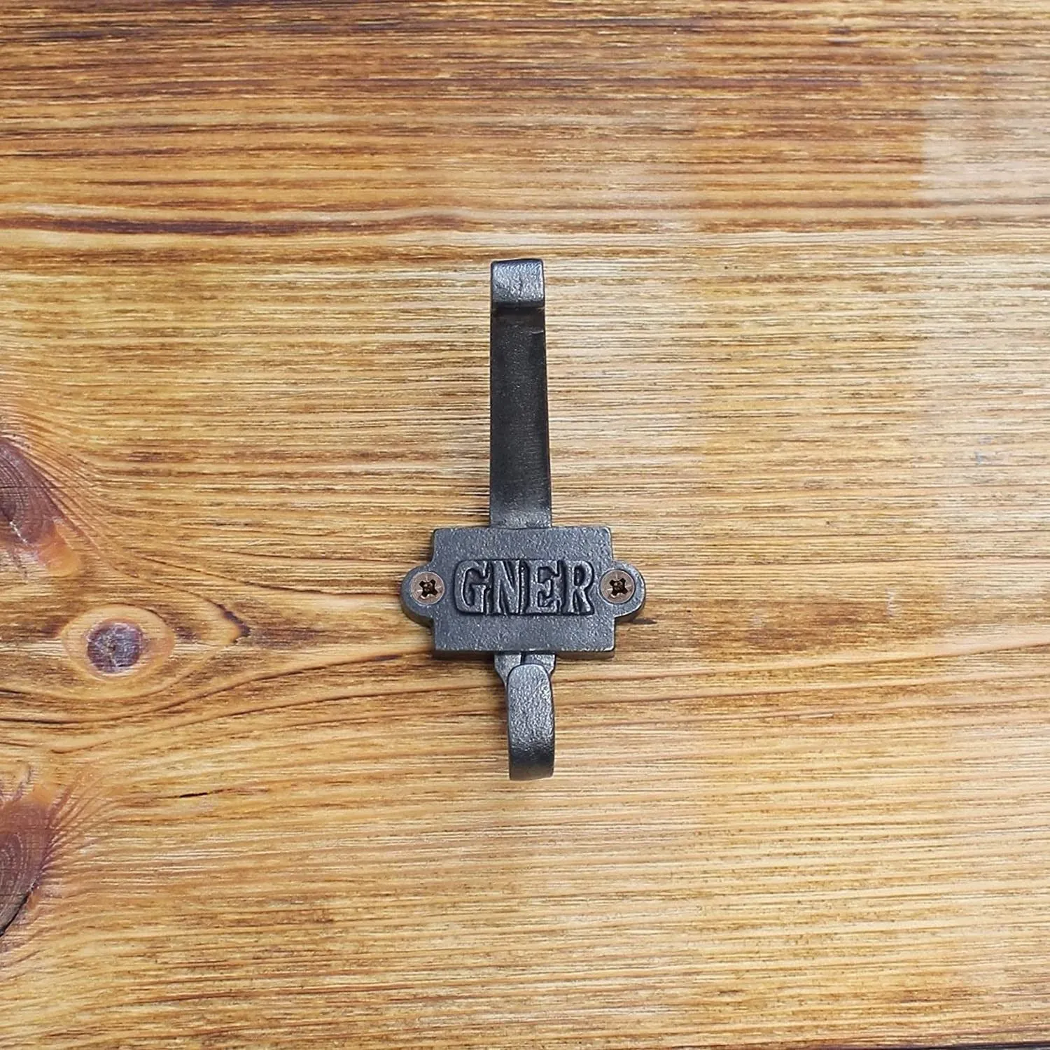 Cast Iron Double Coat Hook GNER Vintage Railway Hand Forged Self Coloured with Screws