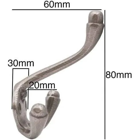 Cast Iron Triple Coat Hook 1883 Antique Coat and Hat Rack Hook Hand Forged Self Coloured with Screws
