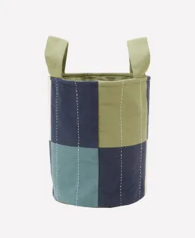 Checkered Fabric Storage Basket Small - Sage