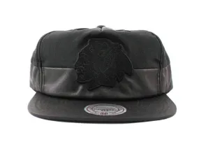Chicago Blackhawks Mitchell & Ness Nylon Snapback Hat (Black on Black)