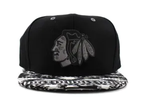Chicago Blackhawks Mitchell & Ness Strapback Hats (Black White Gray)