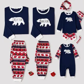 Christmas Bear Print Family Matching Pajamas Sets (Flame Resistant)