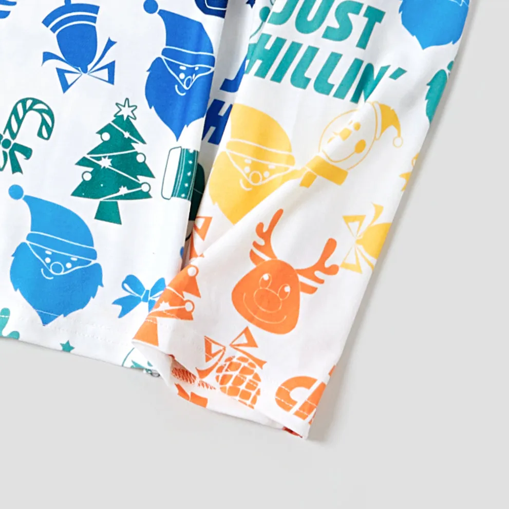 Christmas Family Matching Colorful Festival Theme All-over Print Long-sleeve Pajamas Sets(Flame resistant)