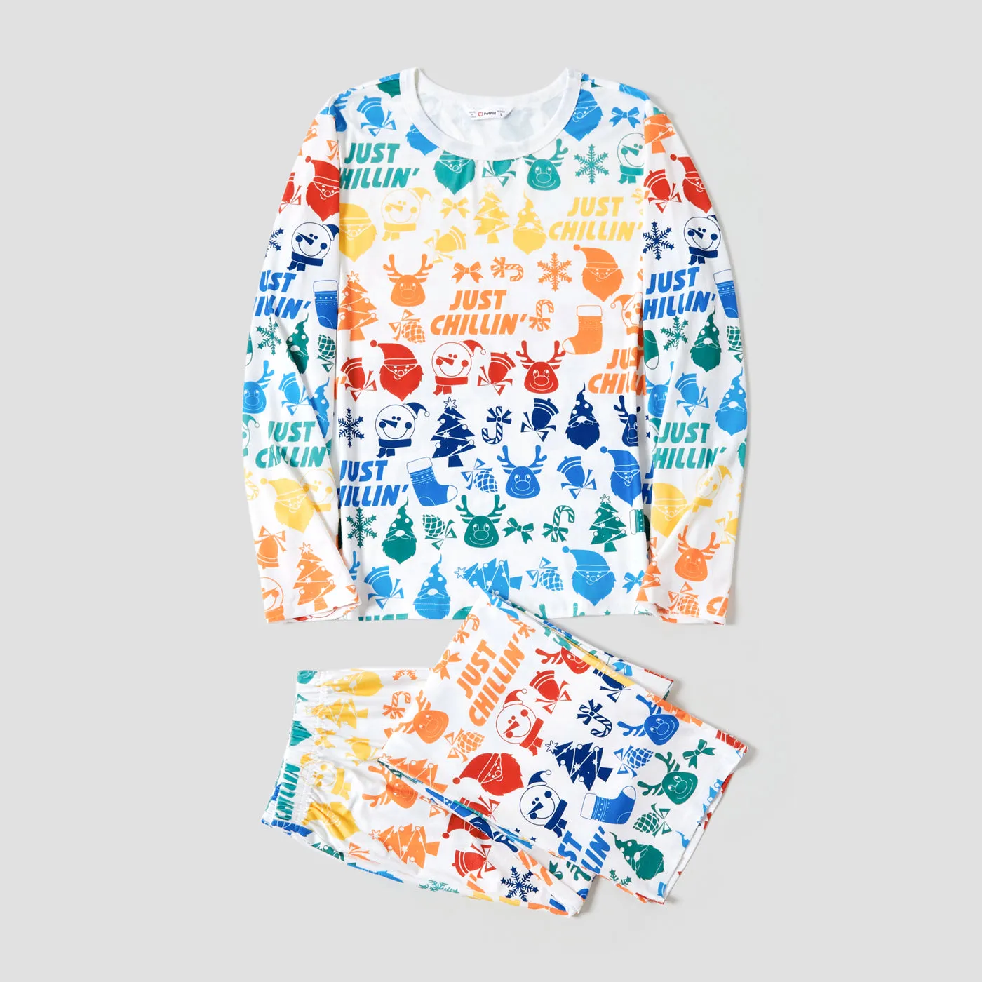 Christmas Family Matching Colorful Festival Theme All-over Print Long-sleeve Pajamas Sets(Flame resistant)