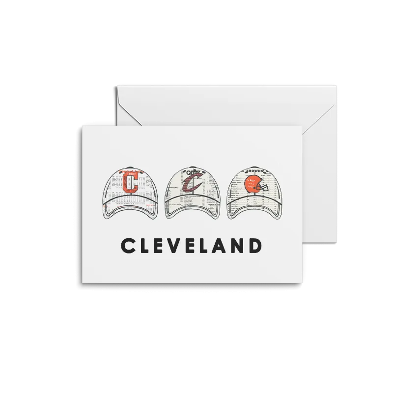 Cleveland Sport Team Hats Prints | Notecards