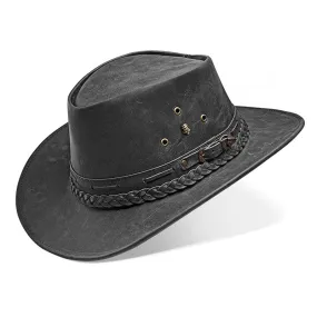 Cowboy Hat Black Vintage Leather Western Maverick