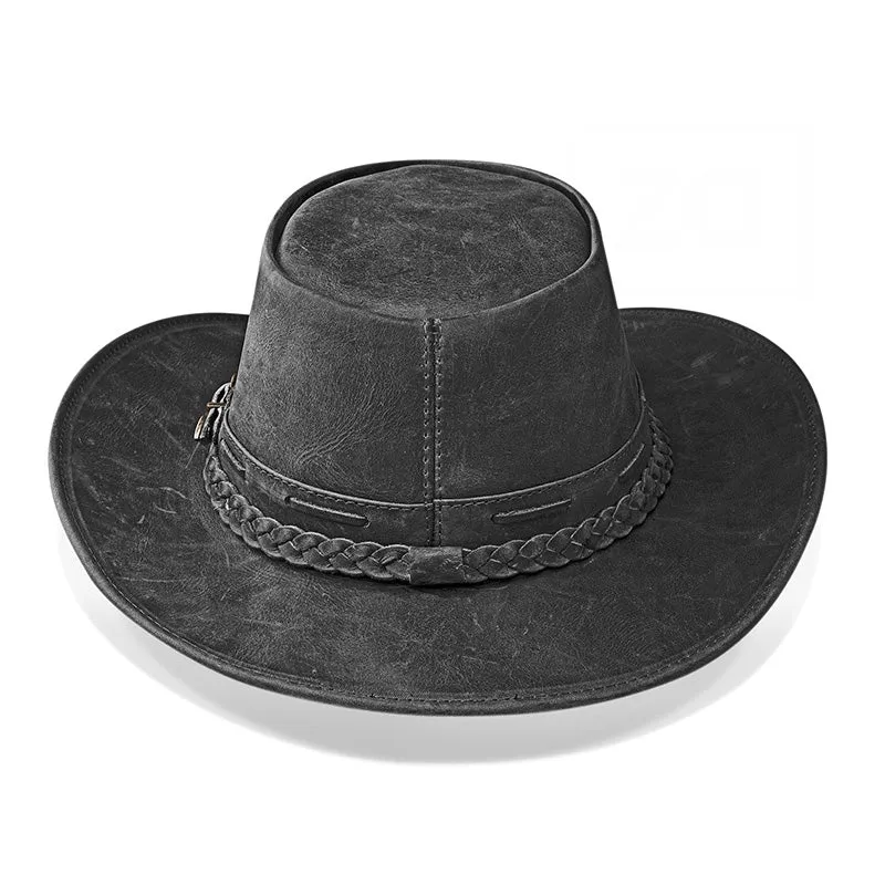 Cowboy Hat Black Vintage Leather Western Maverick