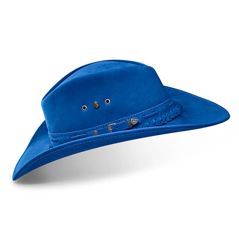 Cowboy Hat Blue Leather Western Trailblazer