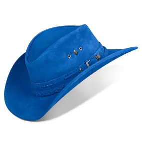Cowboy Hat Blue Leather Western Trailblazer