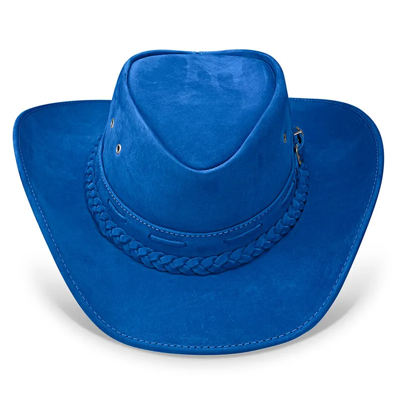 Cowboy Hat Blue Leather Western Trailblazer