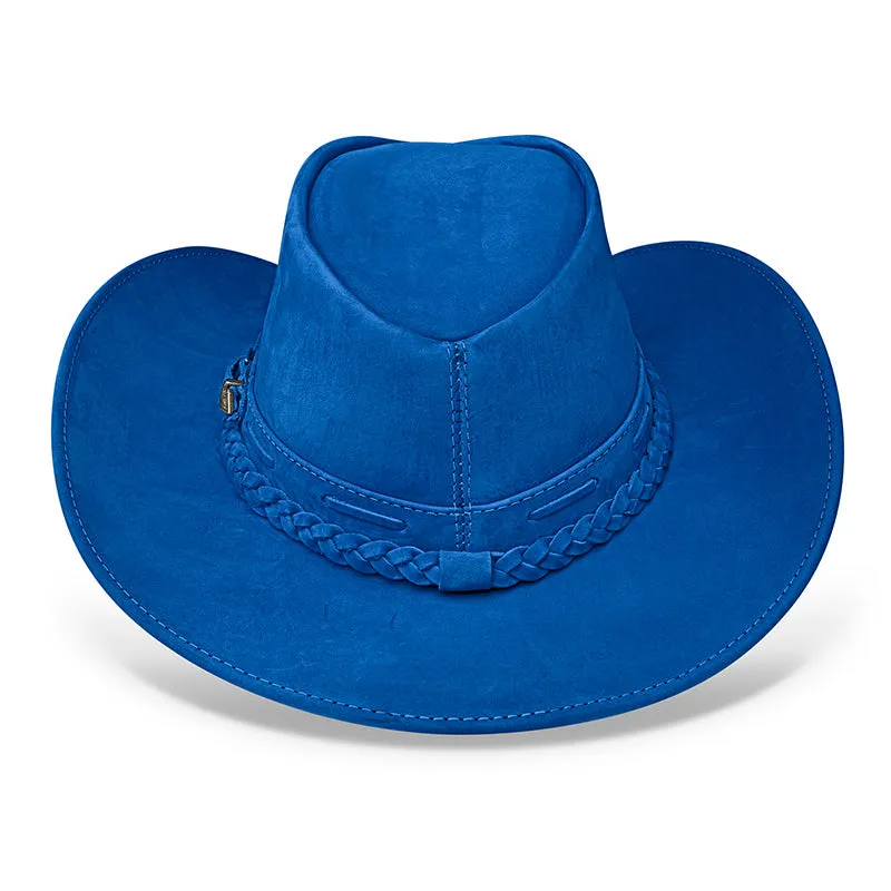Cowboy Hat Blue Leather Western Trailblazer