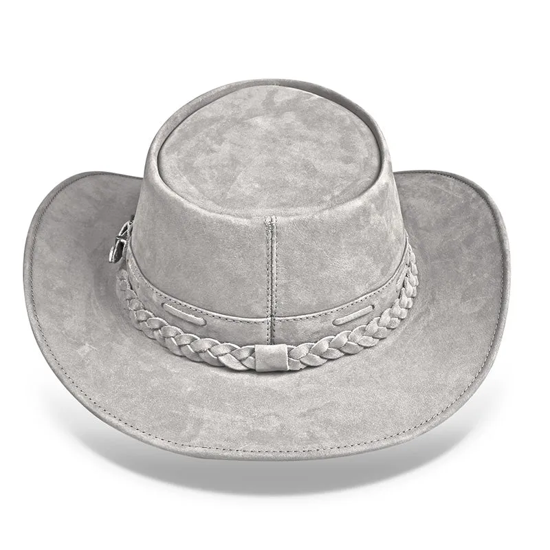 Cowboy Hat Gray Leather Western Maverick