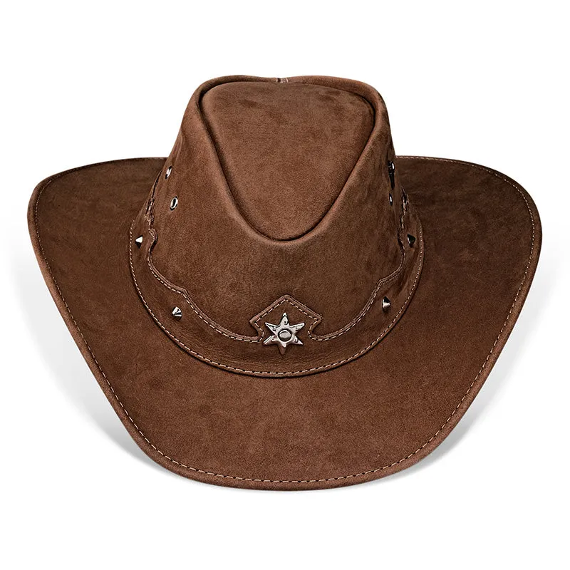 Cowboy Hat Western Brown Leather Ranger Star