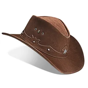 Cowboy Hat Western Brown Leather Ranger Star