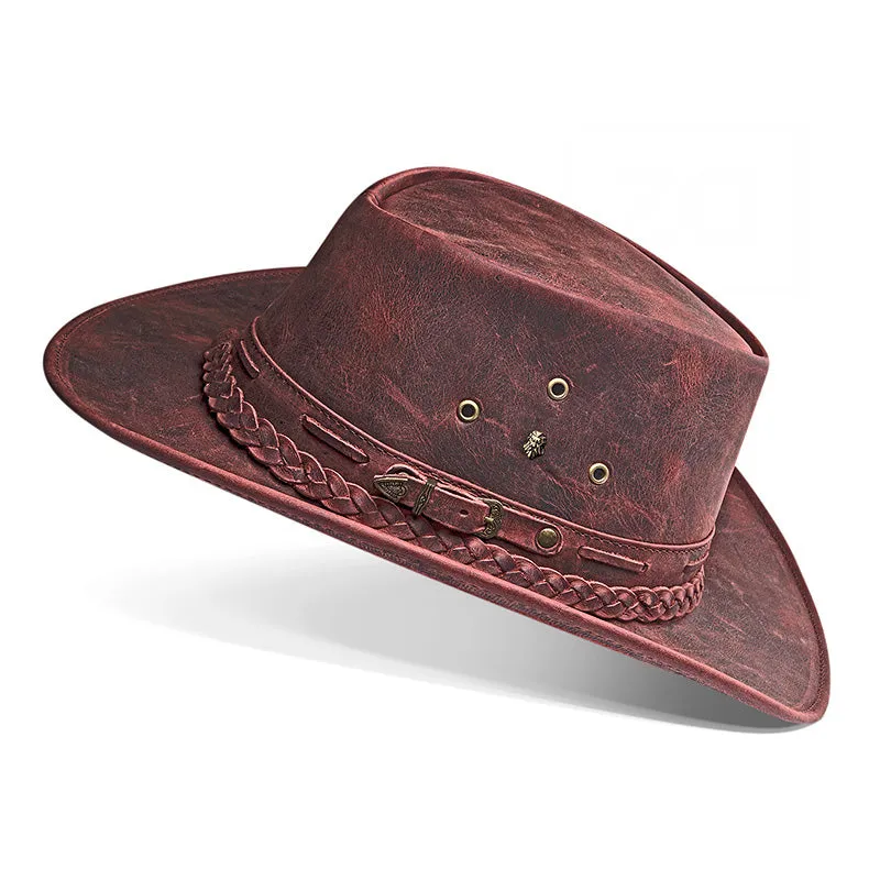 Cowboy Hat Western Red Vintage Leather Maverick