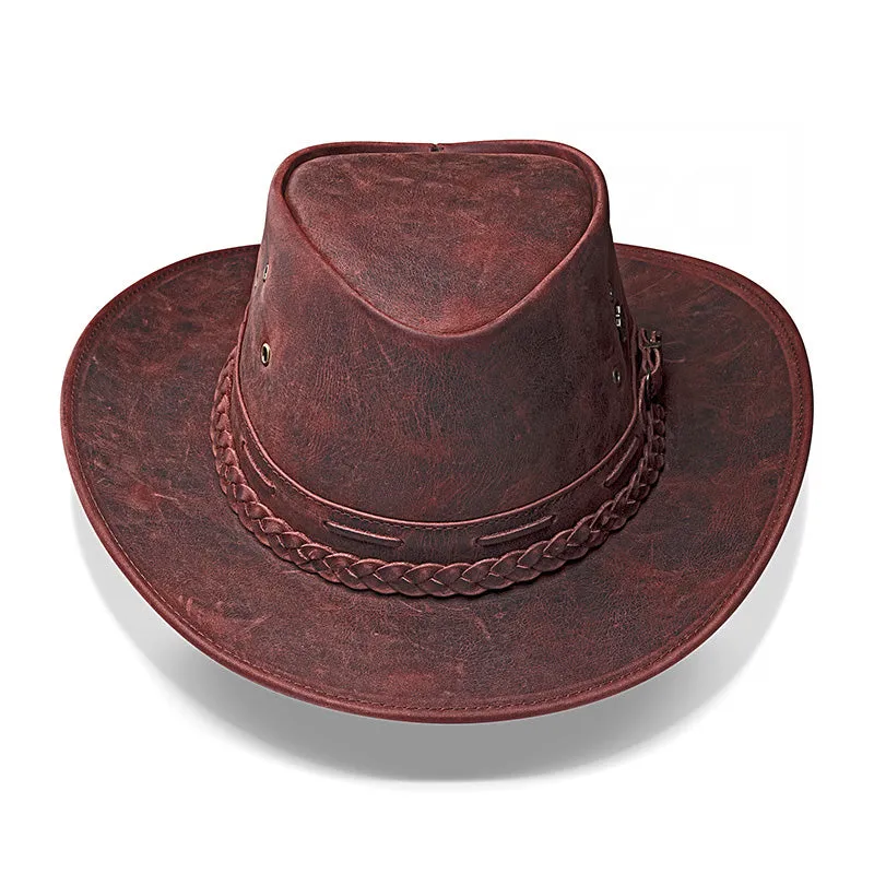 Cowboy Hat Western Red Vintage Leather Maverick