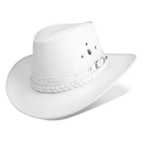Cowboy Hat White Leather Western Maverick