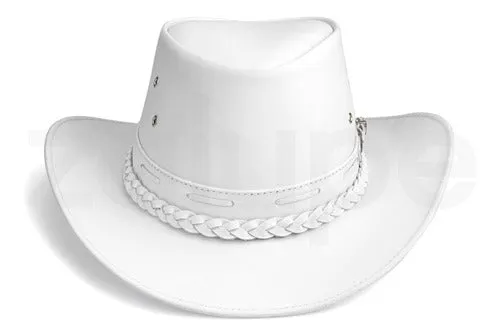 Cowboy Hat White Leather Western Maverick