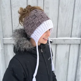 Crochet Pattern for Basket Weave Ponytail or Messy Bun Beanie Hat (DIY Tutorial) | Crochet Hat Pattern | Hat Crocheting Pattern | DIY Written Crochet Instructions