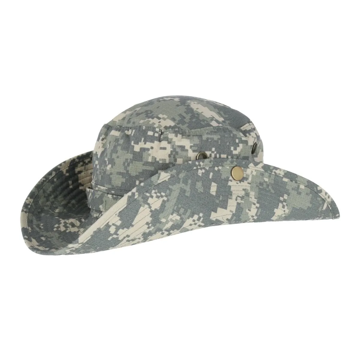 CTM® Men's Crushable Wide Brim Camo Boonie Hat with Chin Cord