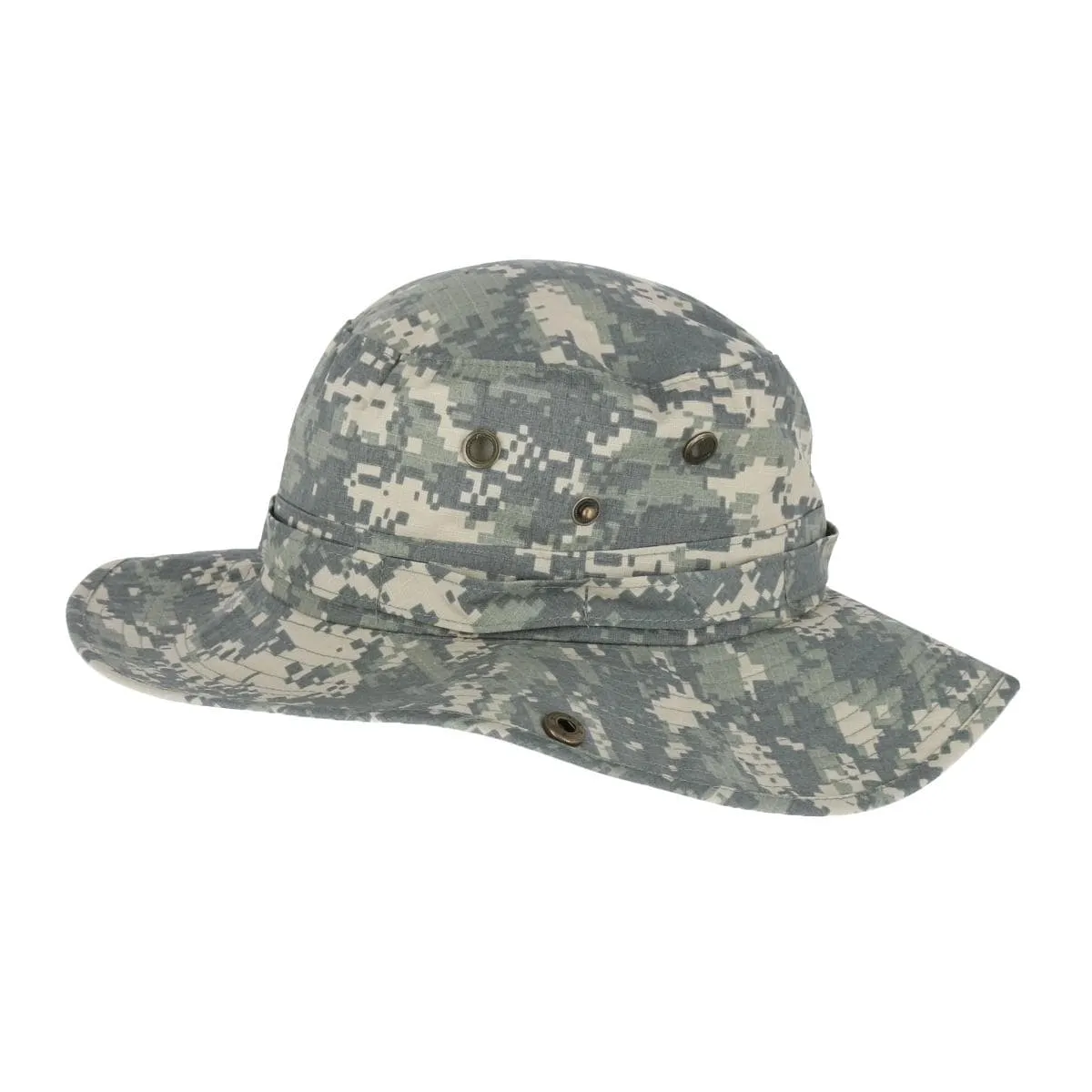 CTM® Men's Crushable Wide Brim Camo Boonie Hat with Chin Cord
