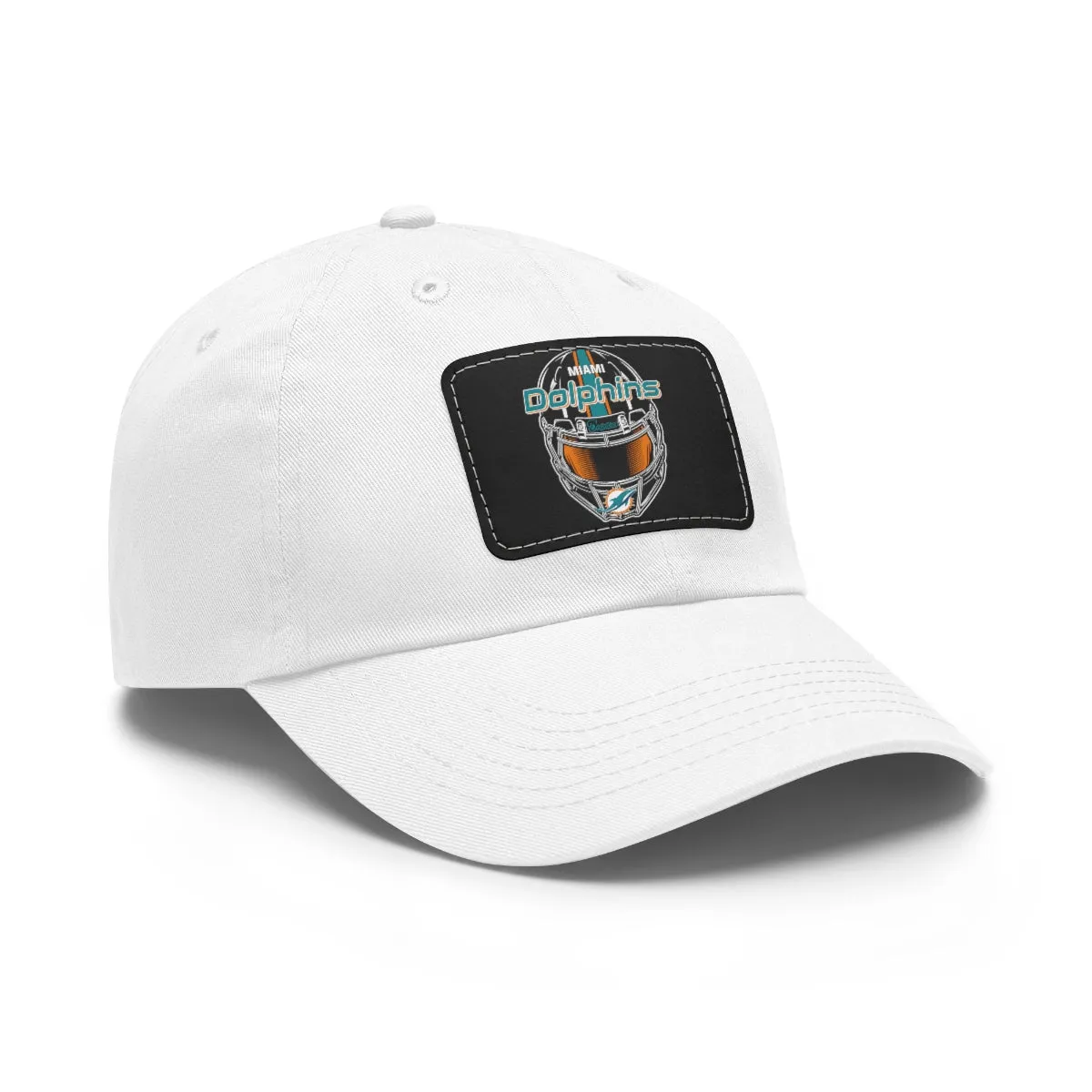 Dolphins Helmet Dad Hat with Leather Patch