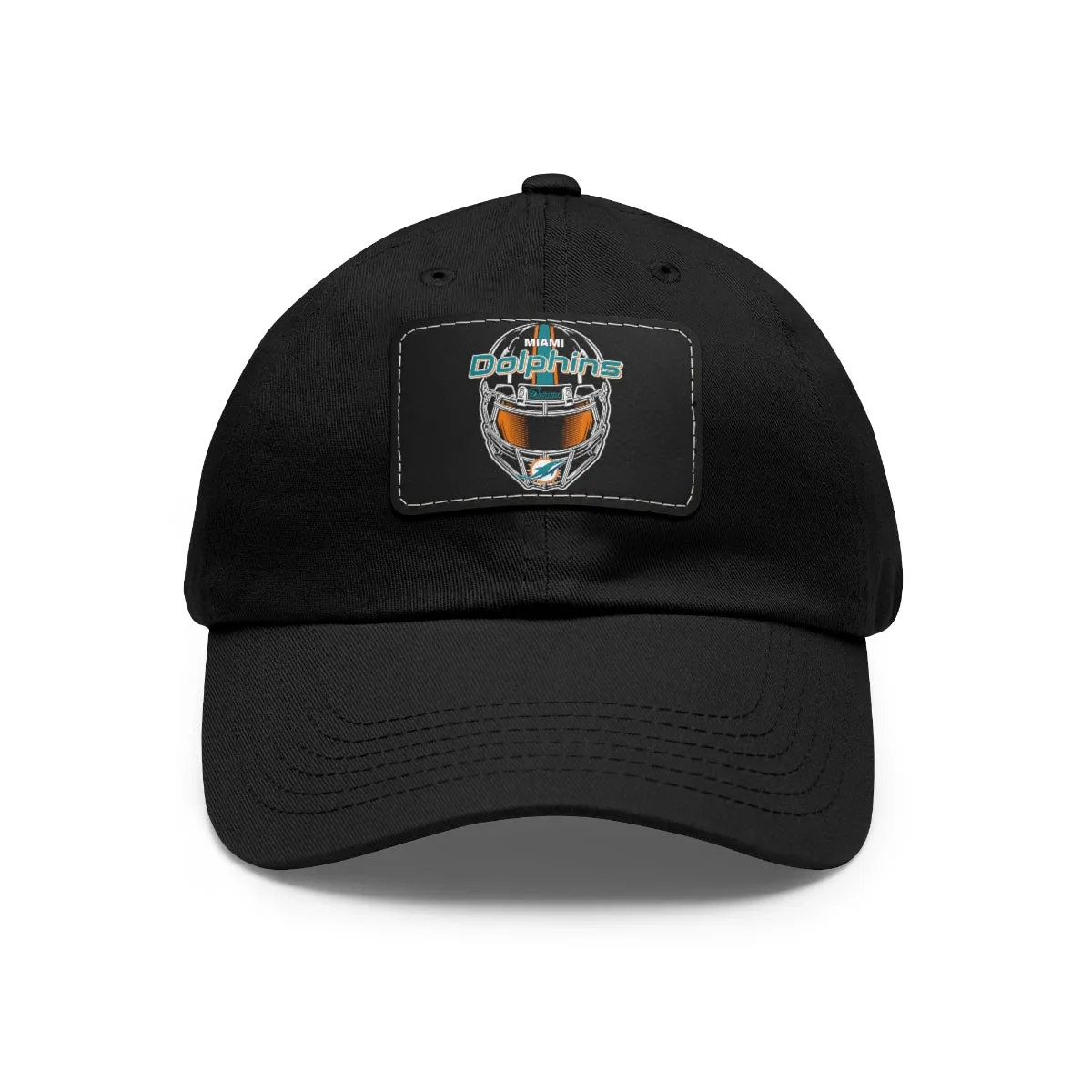 Dolphins Helmet Dad Hat with Leather Patch