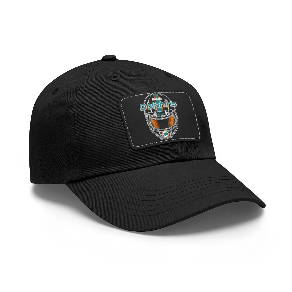 Dolphins Helmet Dad Hat with Leather Patch