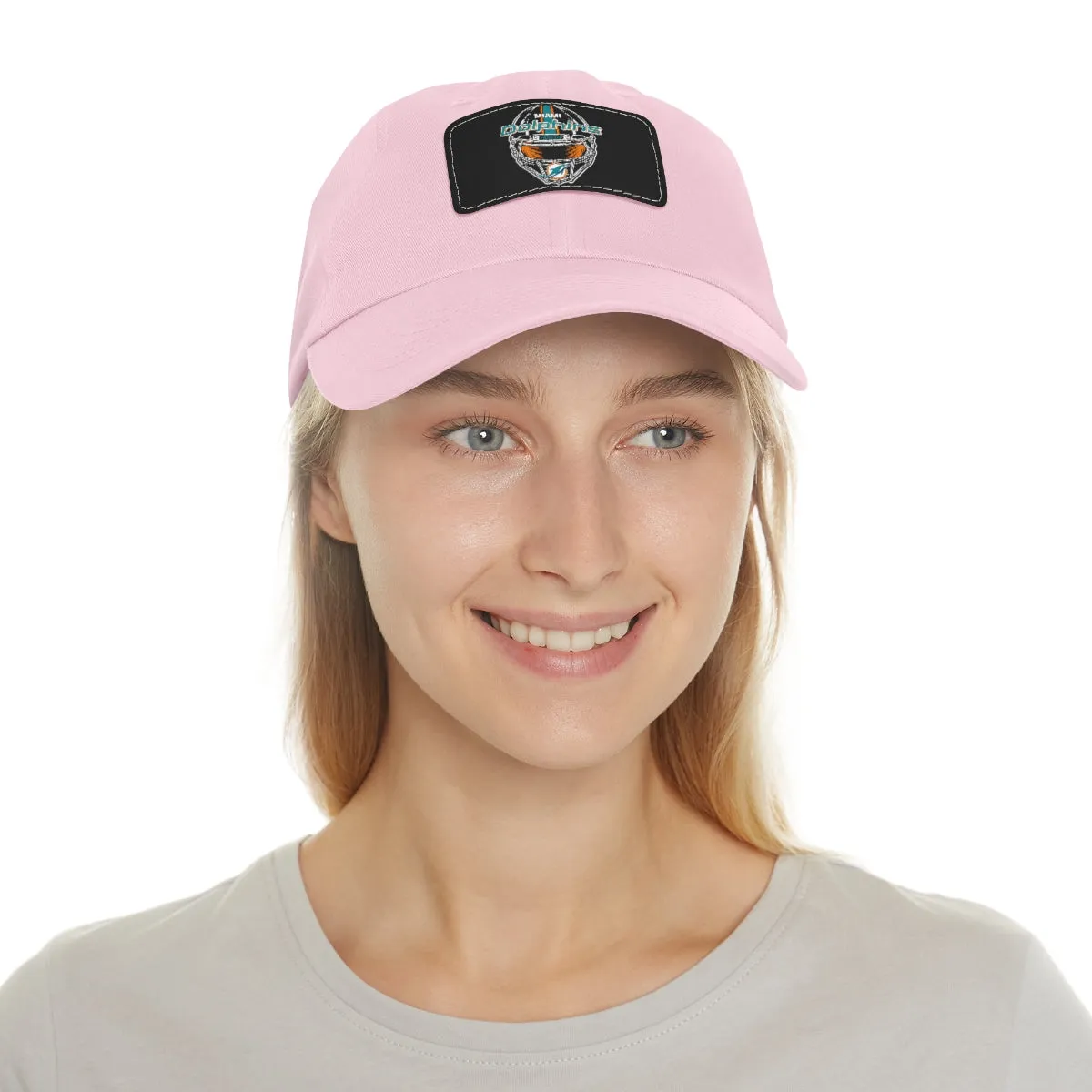 Dolphins Helmet Dad Hat with Leather Patch