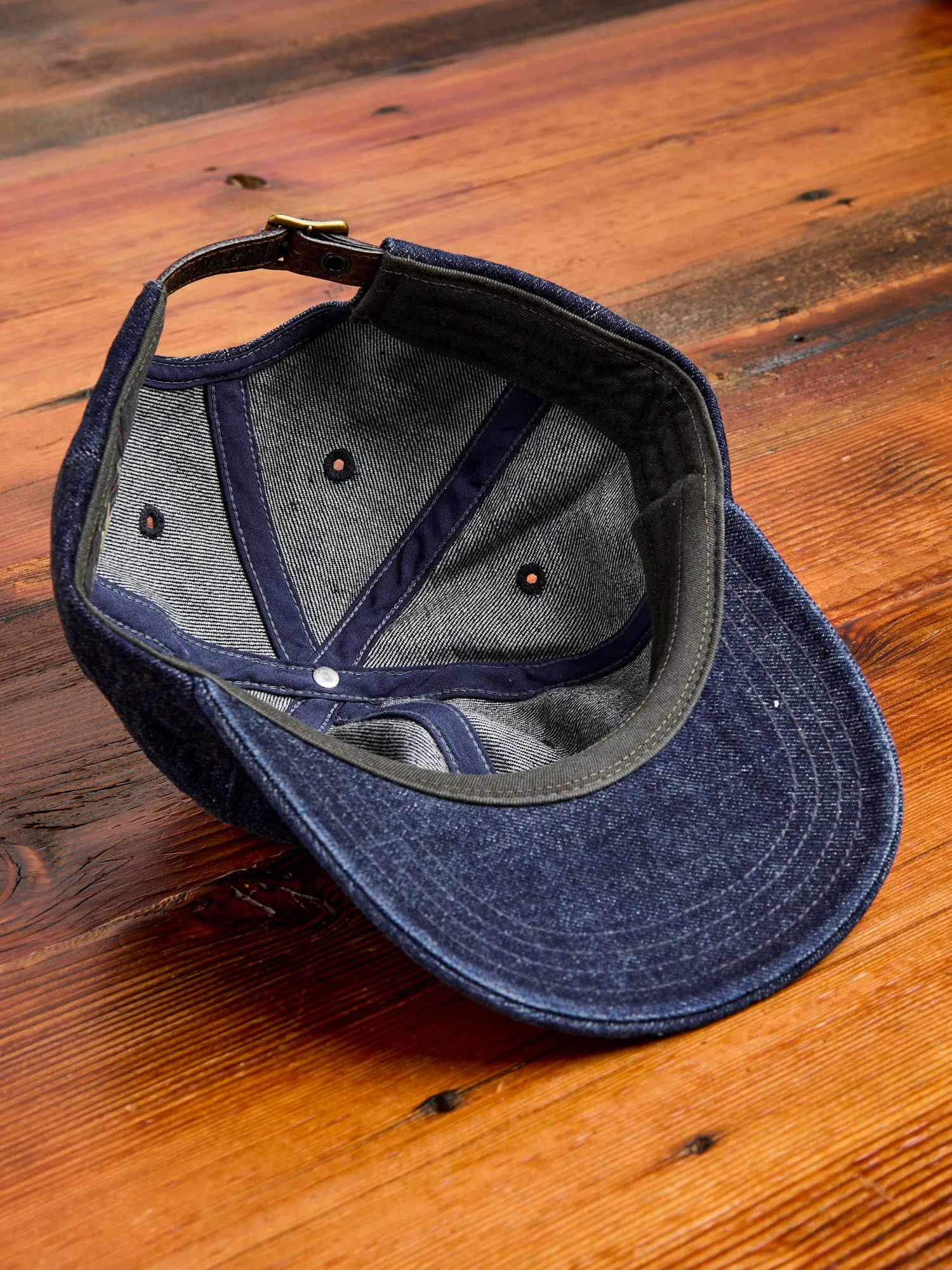 Double RL Logo Sportsman Cap in Rinsed Denim