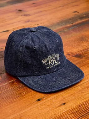 Double RL Logo Sportsman Cap in Rinsed Denim