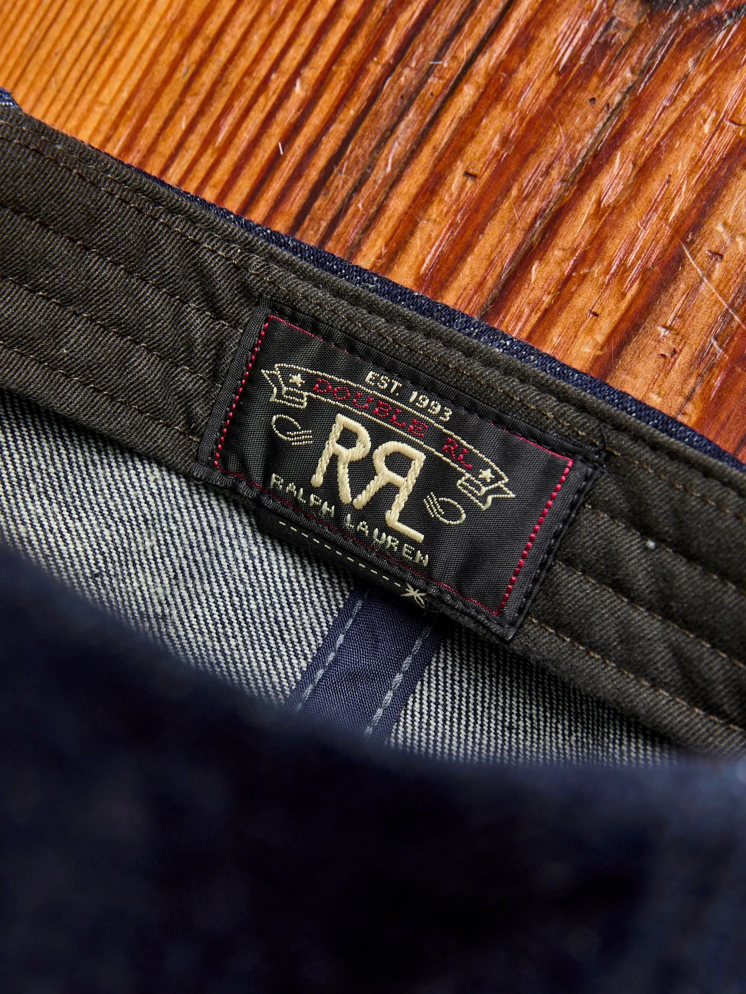 Double RL Logo Sportsman Cap in Rinsed Denim