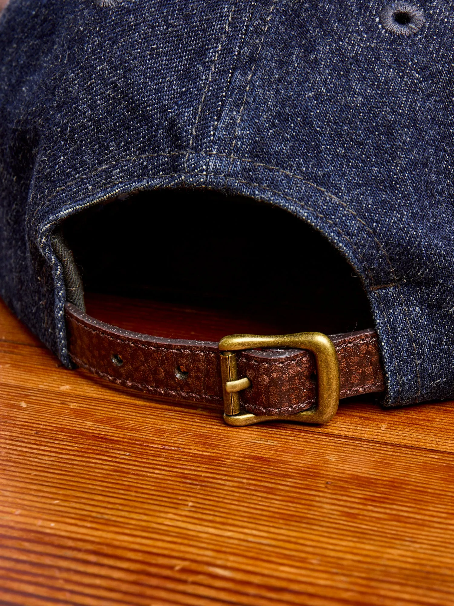 Double RL Logo Sportsman Cap in Rinsed Denim